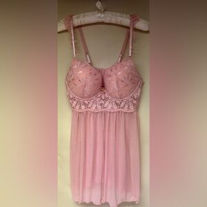 Daisy Fuentes Pink Lace Chemise Baby Doll